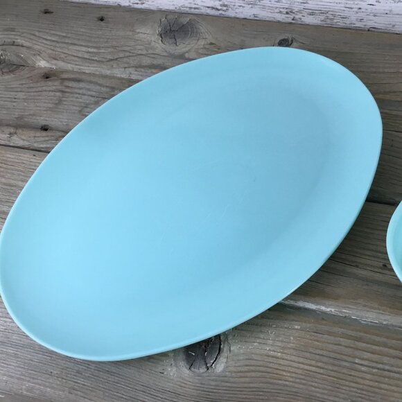 Vintage Aqua Turquoise Melmac Platter & Bowl Stetson Co. Melamine MCM - Picture 3 of 9